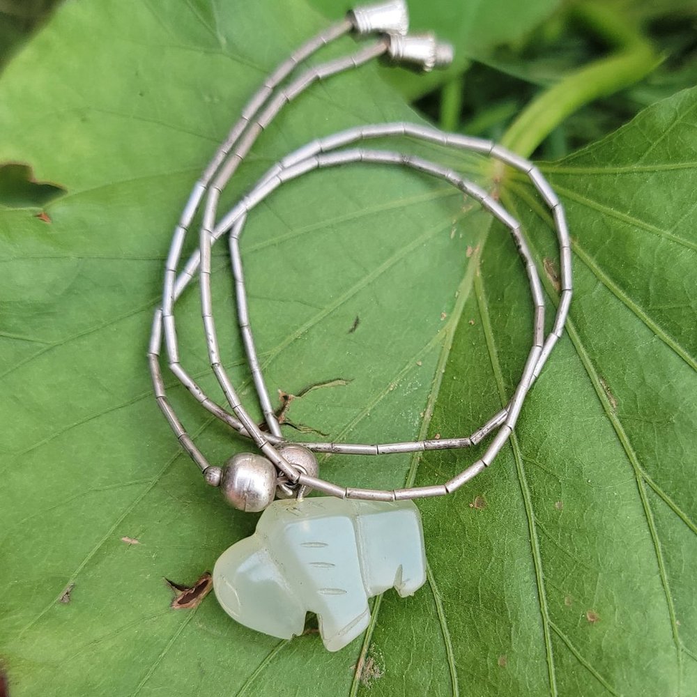 Native American carved aventurine Buffalo 925 sterling silver bench beads liquid